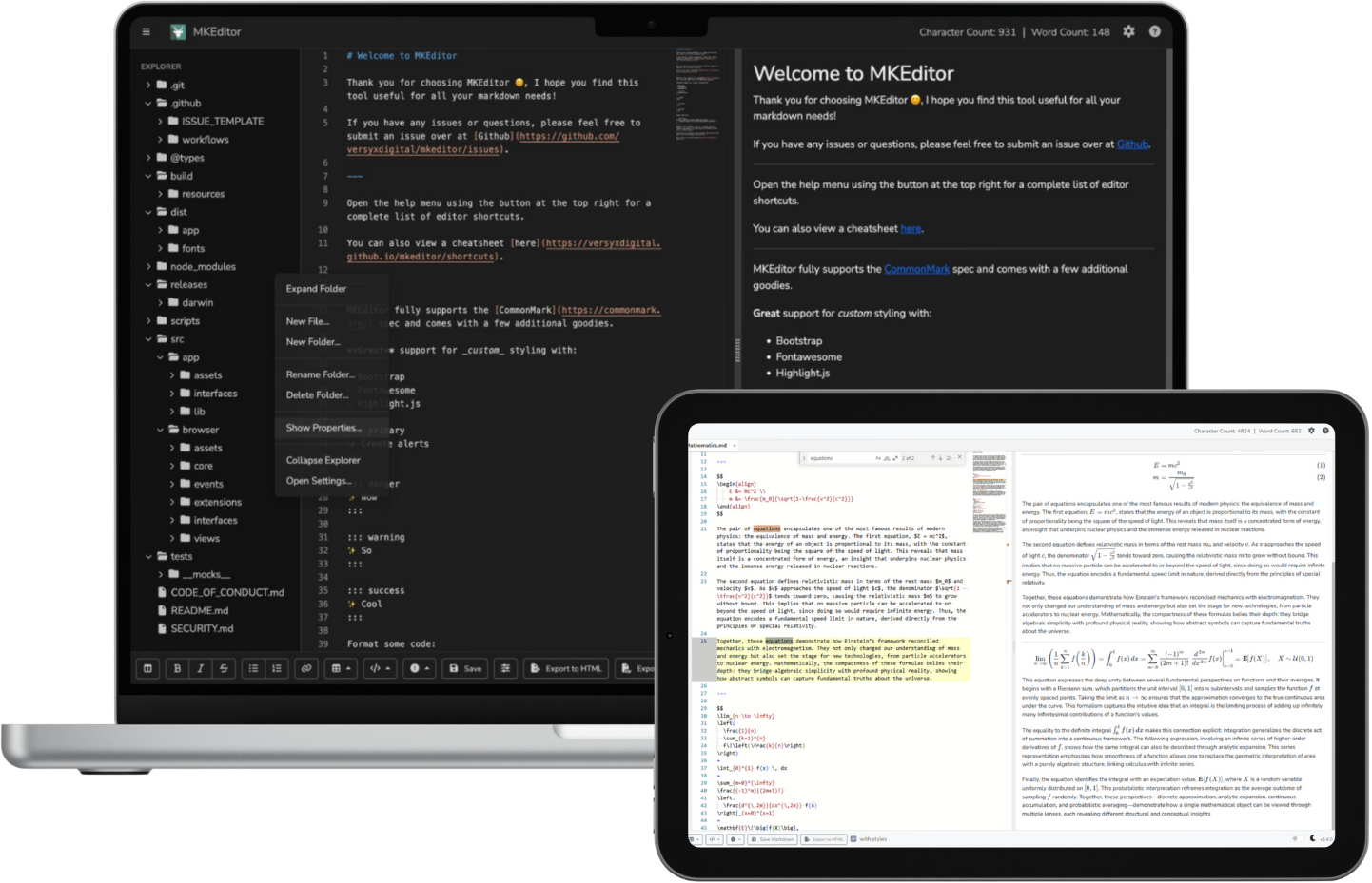 A screenshot of MKEditor