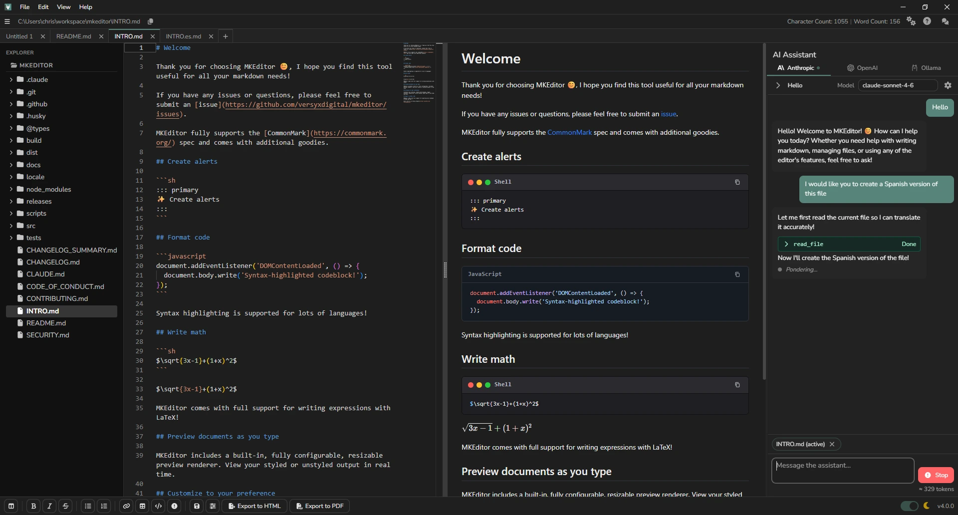 MKEditor dark mode